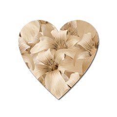 Elegant Floral Pattern In Light Beige Tones Magnet (heart) by dflcprints