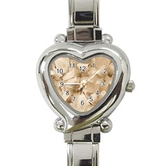 Elegant Floral Pattern In Light Beige Tones Heart Italian Charm Watch  by dflcprints