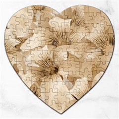 Elegant Floral Pattern In Light Beige Tones Jigsaw Puzzle (heart) by dflcprints