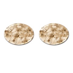 Elegant Floral Pattern In Light Beige Tones Cufflinks (oval) by dflcprints