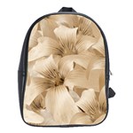 Elegant Floral Pattern in Light Beige Tones School Bag (Large) Front