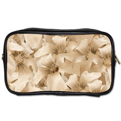 Elegant Floral Pattern In Light Beige Tones Travel Toiletry Bag (one Side) by dflcprints