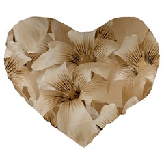 Elegant Floral Pattern In Light Beige Tones 19  Premium Heart Shape Cushion by dflcprints