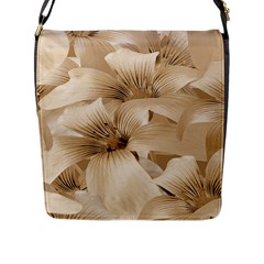 Elegant Floral Pattern In Light Beige Tones Flap Closure Messenger Bag (large) by dflcprints