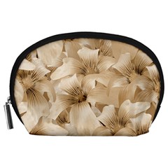 Elegant Floral Pattern In Light Beige Tones Accessory Pouch (large) by dflcprints