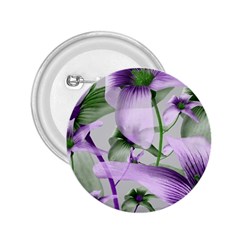 Lilies Collage Art In Green And Violet Colors 2 25  Button