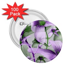 Lilies Collage Art In Green And Violet Colors 2 25  Button (100 Pack) by dflcprints