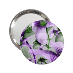 Lilies Collage Art In Green And Violet Colors Handbag Mirror (2 25 ) by dflcprints