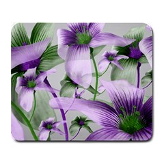 Lilies Collage Art In Green And Violet Colors Large Mouse Pad (rectangle) by dflcprints