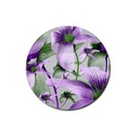 Lilies Collage Art in Green and Violet Colors Drink Coaster (Round) Front