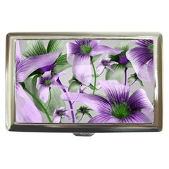 Lilies Collage Art In Green And Violet Colors Cigarette Money Case