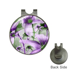 Lilies Collage Art In Green And Violet Colors Hat Clip With Golf Ball Marker by dflcprints