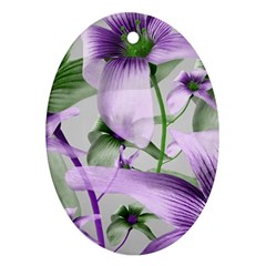 Lilies Collage Art In Green And Violet Colors Oval Ornament (two Sides) by dflcprints