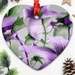 Lilies Collage Art in Green and Violet Colors Heart Ornament (Two Sides) Front