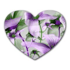 Lilies Collage Art In Green And Violet Colors Mouse Pad (heart) by dflcprints