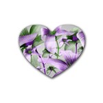 Lilies Collage Art in Green and Violet Colors Drink Coasters 4 Pack (Heart)  Front