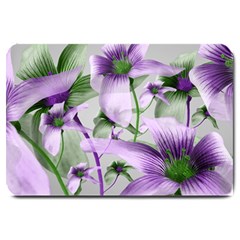 Lilies Collage Art In Green And Violet Colors Large Door Mat by dflcprints