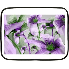 Lilies Collage Art In Green And Violet Colors Mini Fleece Blanket (two Sided) by dflcprints