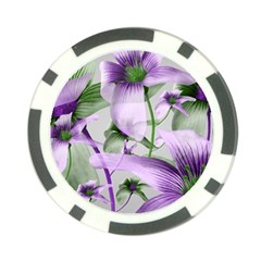 Lilies Collage Art In Green And Violet Colors Poker Chip (10 Pack)