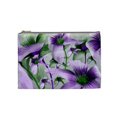 Lilies Collage Art In Green And Violet Colors Cosmetic Bag (medium) by dflcprints