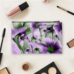 Lilies Collage Art in Green and Violet Colors Cosmetic Bag (Medium) Back