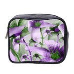 Lilies Collage Art in Green and Violet Colors Mini Travel Toiletry Bag (Two Sides) Front