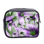 Lilies Collage Art in Green and Violet Colors Mini Travel Toiletry Bag (Two Sides) Back