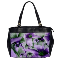 Lilies Collage Art In Green And Violet Colors Oversize Office Handbag (one Side) by dflcprints