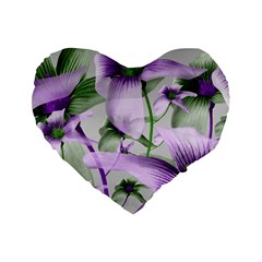 Lilies Collage Art In Green And Violet Colors 16  Premium Heart Shape Cushion  by dflcprints