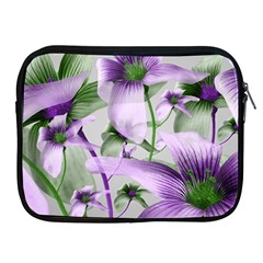 Lilies Collage Art In Green And Violet Colors Apple Ipad Zippered Sleeve by dflcprints