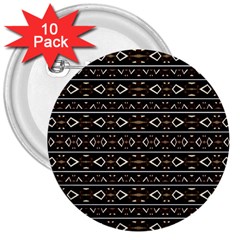 Tribal Dark Geometric Pattern03 3  Button (10 Pack)