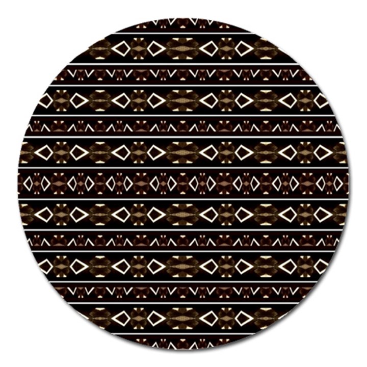 Tribal Dark Geometric Pattern03 Magnet 5  (Round)