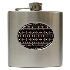 Tribal Dark Geometric Pattern03 Hip Flask by dflcprints