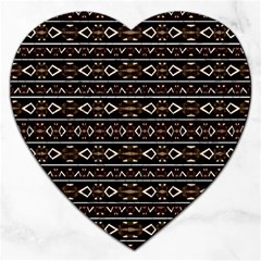 Tribal Dark Geometric Pattern03 Jigsaw Puzzle (heart) by dflcprints