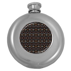 Tribal Dark Geometric Pattern03 Hip Flask (round) by dflcprints