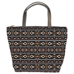 Tribal Dark Geometric Pattern03 Bucket Handbag by dflcprints