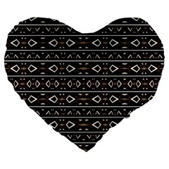 Tribal Dark Geometric Pattern03 19  Premium Heart Shape Cushion