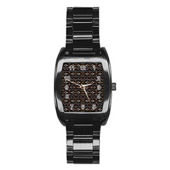 Tribal Dark Geometric Pattern03 Stainless Steel Barrel Watch