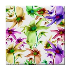 Multicolored Floral Print Pattern Ceramic Tile