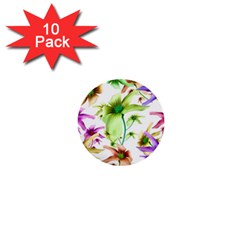 Multicolored Floral Print Pattern 1  Mini Button (10 Pack)