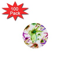 Multicolored Floral Print Pattern 1  Mini Button (100 Pack)