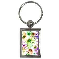 Multicolored Floral Print Pattern Key Chain (rectangle)