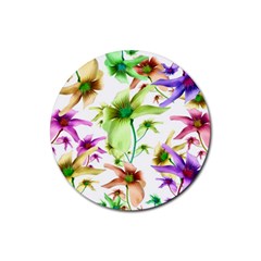 Multicolored Floral Print Pattern Drink Coaster (round) by dflcprints