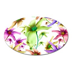 Multicolored Floral Print Pattern Magnet (oval)