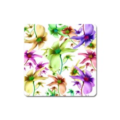 Multicolored Floral Print Pattern Magnet (square) by dflcprints