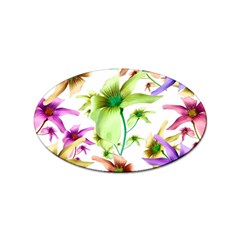 Multicolored Floral Print Pattern Sticker 10 Pack (oval) by dflcprints