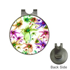 Multicolored Floral Print Pattern Hat Clip With Golf Ball Marker