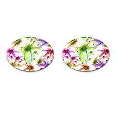 Multicolored Floral Print Pattern Cufflinks (oval) by dflcprints