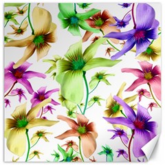 Multicolored Floral Print Pattern Canvas 12  X 12  (unframed)