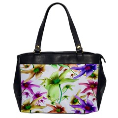 Multicolored Floral Print Pattern Oversize Office Handbag (one Side) by dflcprints